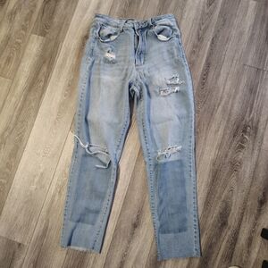 Black Label Size 9 Distressed Jeans in Light Blue